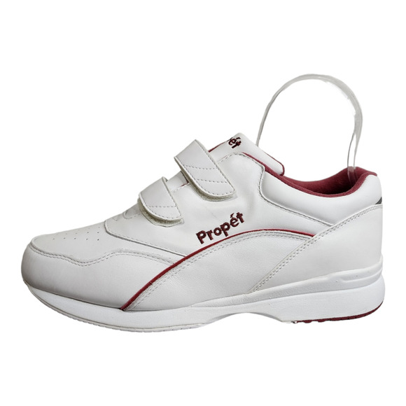 Propet Tour Walker Strap Shoes White/Berry Leather Hook & Loop Women’s Size 10 - Picture 1 of 12